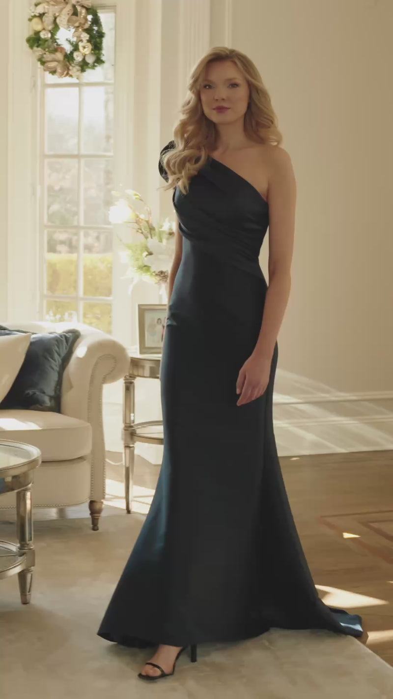 Navy One Shoulder Gown | C-MV1358