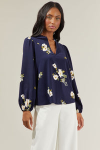 Arlene Floral Split Neck Blouse