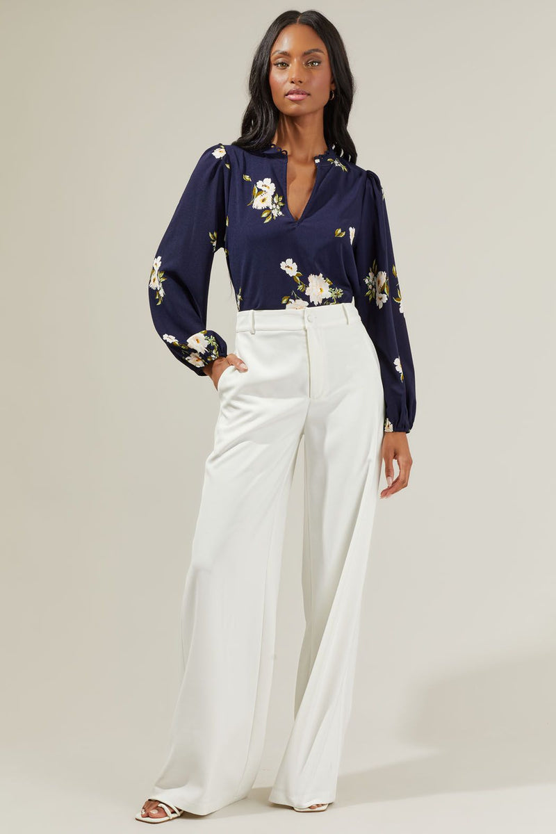 Arlene Floral Split Neck Blouse