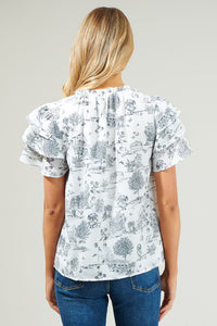 Renzo Toile Ruffle Blouse