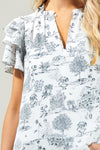 Renzo Toile Ruffle Blouse