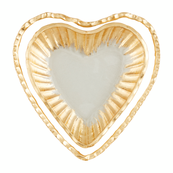 Heart Glass Tray Set