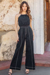 Reputation Contract Stitch Halter Back Tie Jumpsuit