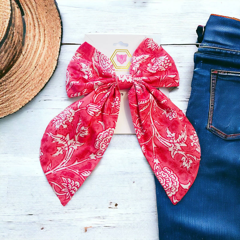 Cora Block Print Butterfly Tail Bow